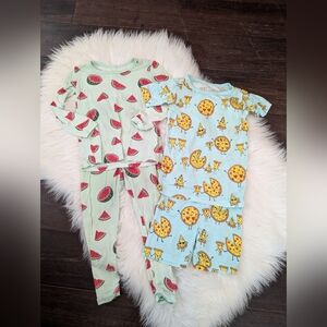 Bundle! Kyte Baby Little Sleepies Watermelon Pizza Pajamas Long Short Sleeves 2T